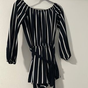 Forever 21 romper. Striped navy and white with belt.